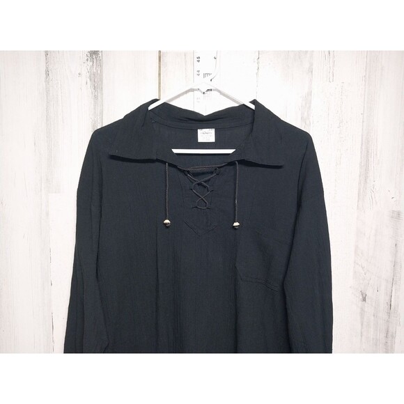Signature Imports Women's Large Black 100% Cotton Blouse - Picture 3 of 5